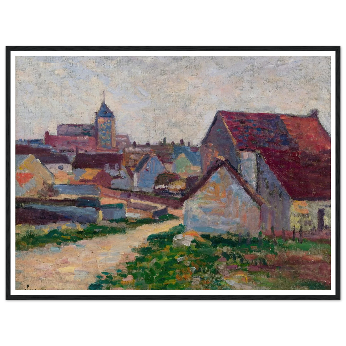 Le Village De Conche-Sur-Condoires (1897) Art Print | Maximilien Luce - Framed Poster - 30x40 cm / 12x16″ - Black frame