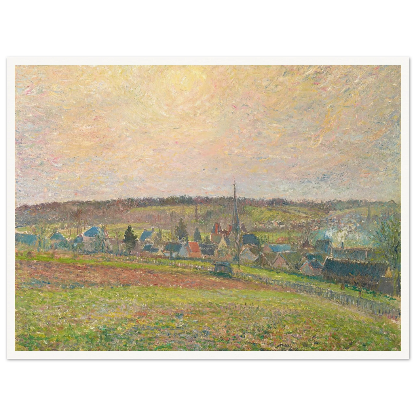 Le Village d’Éragny (The Village of Éragny) (1885) Art Print | Camille Pissarro - Framed Poster - 30x40 cm / 12x16″ - Black frame