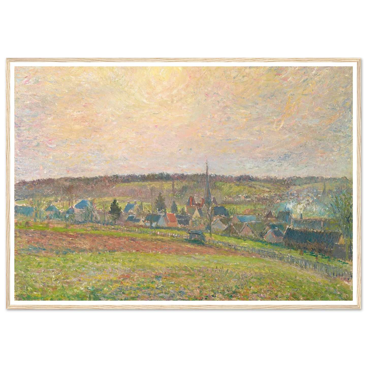 Le Village d’Éragny (The Village of Éragny) (1885) Art Print | Camille Pissarro - Framed Poster - 30x40 cm / 12x16″ - Black frame