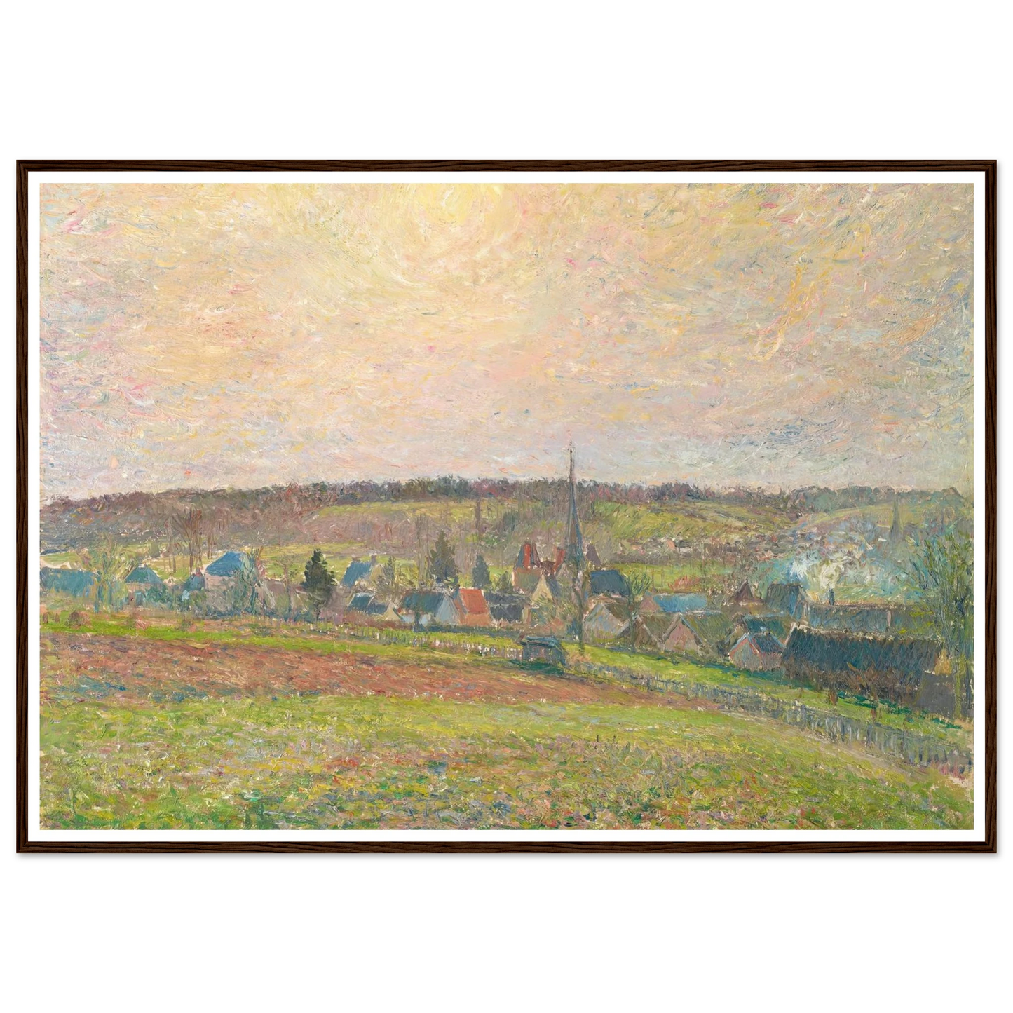 Le Village d’Éragny (The Village of Éragny) (1885) Art Print | Camille Pissarro - Framed Poster - 30x40 cm / 12x16″ - Black frame
