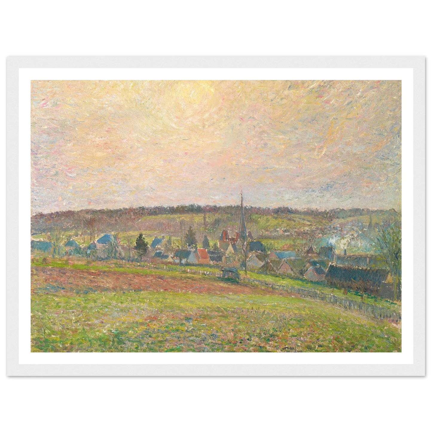 Le Village d’Éragny (The Village of Éragny) (1885) Art Print | Camille Pissarro - Framed Poster - 30x40 cm / 12x16″ - Black frame