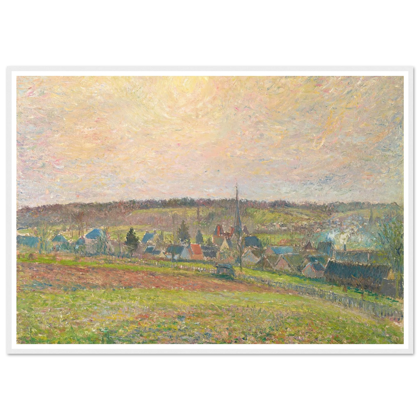 Le Village d’Éragny (The Village of Éragny) (1885) Art Print | Camille Pissarro - Framed Poster - 30x40 cm / 12x16″ - Black frame