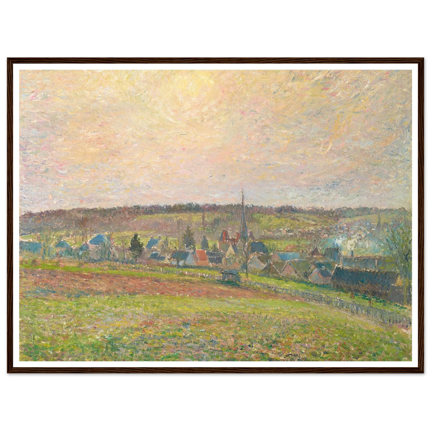 Le Village d’Éragny (The Village of Éragny) (1885) Art Print | Camille Pissarro - Framed Poster - 30x40 cm / 12x16″ - Black frame
