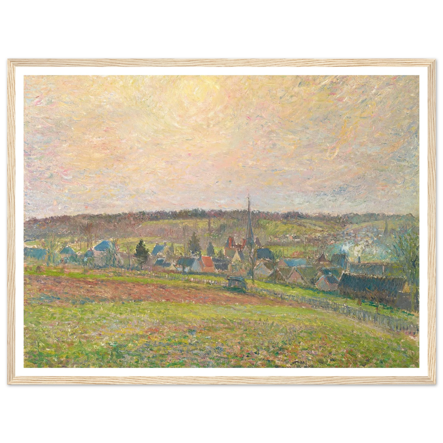Le Village d’Éragny (The Village of Éragny) (1885) Art Print | Camille Pissarro - Framed Poster - 30x40 cm / 12x16″ - Black frame