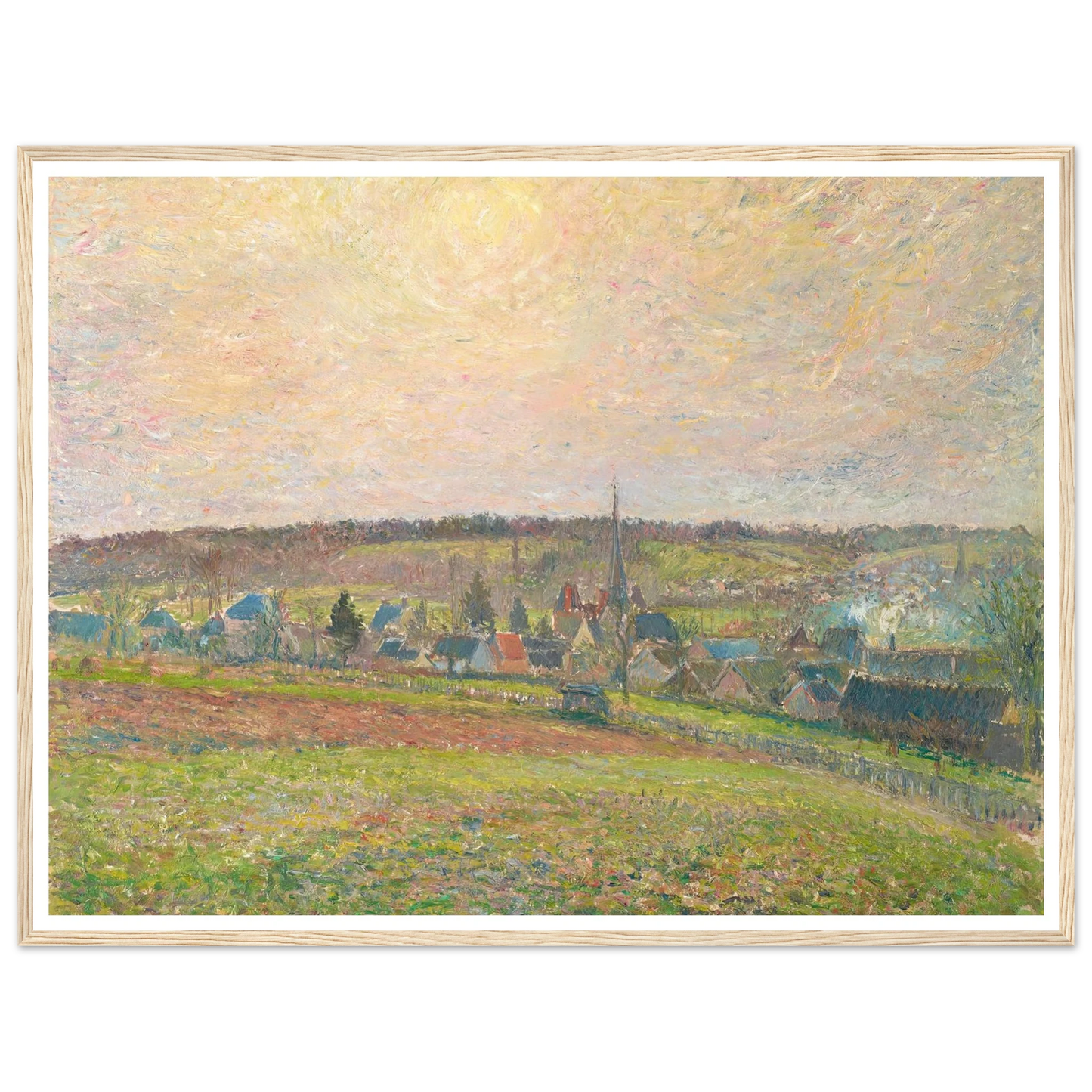 Le Village d’Éragny (The Village of Éragny) (1885) Art Print | Camille Pissarro - Framed Poster - 30x40 cm / 12x16″ - Black frame