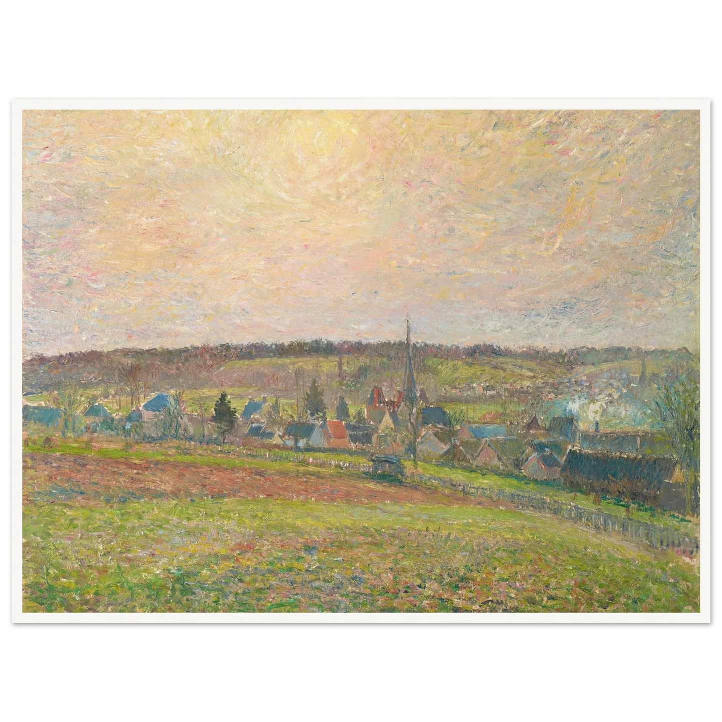 Le Village d’Éragny (The Village of Éragny) (1885) Art Print | Camille Pissarro - Framed Poster - 30x40 cm / 12x16″ - Black frame