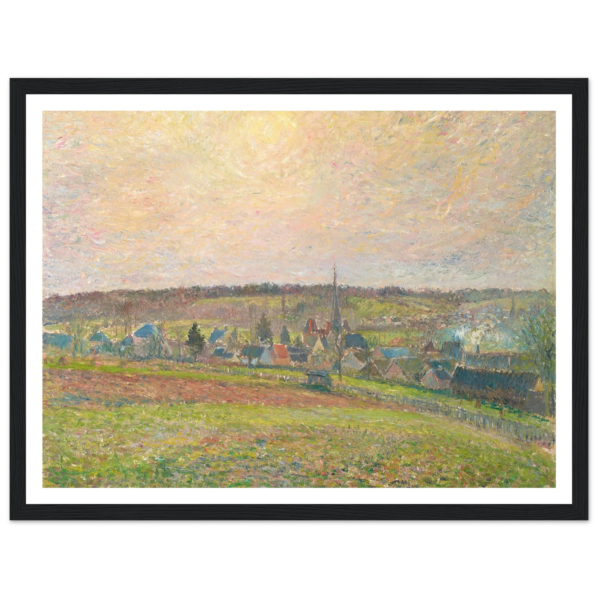 Le Village d’Éragny (The Village of Éragny) (1885) Art Print | Camille Pissarro - Framed Poster - 30x40 cm / 12x16″ - Black frame