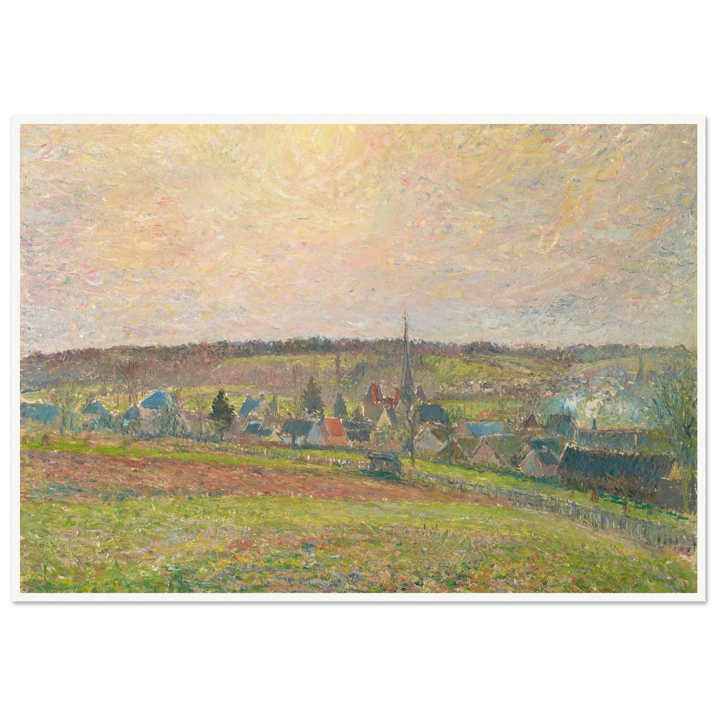 Le Village d’Éragny (The Village of Éragny) (1885) Art Print | Camille Pissarro - Framed Poster - 30x40 cm / 12x16″ - Black frame