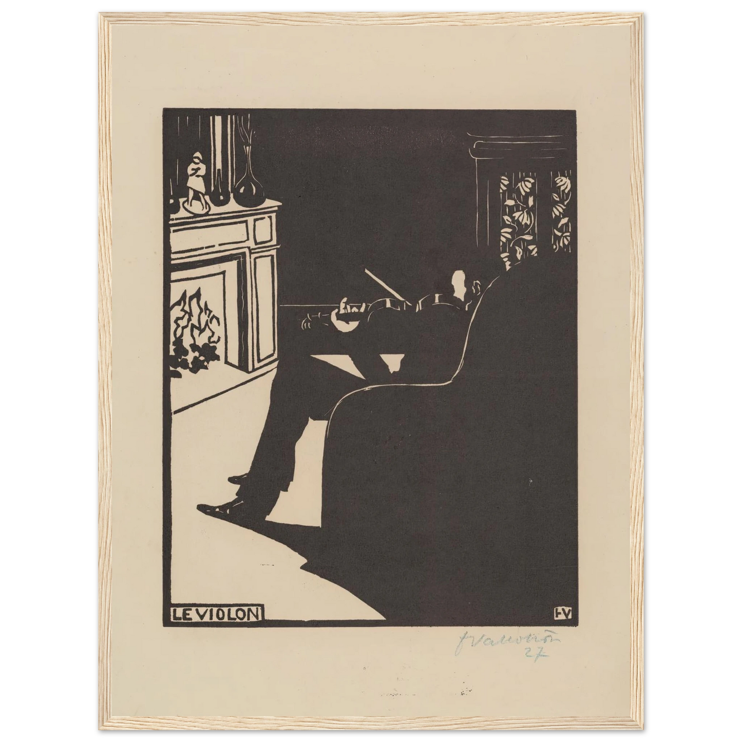 Le violon (1896) Art Print | Felix Vallotton - Framed Poster - 30x40 cm / 12x16″ - Black frame