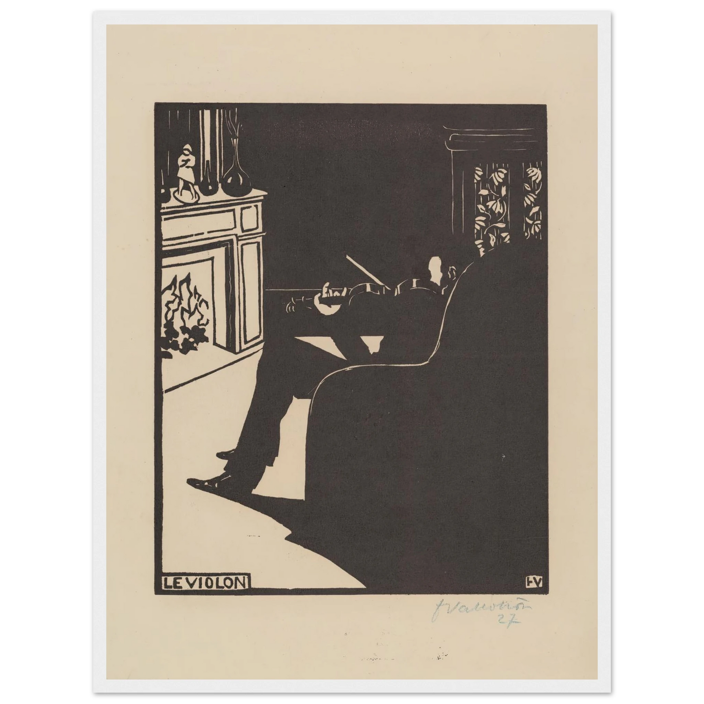 Le violon (1896) Art Print | Felix Vallotton - Framed Poster - 30x40 cm / 12x16″ - Black frame