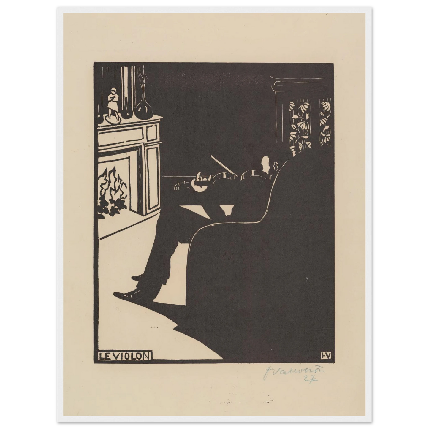 Le violon (1896) Art Print | Felix Vallotton - Framed Poster - 30x40 cm / 12x16″ - Black frame