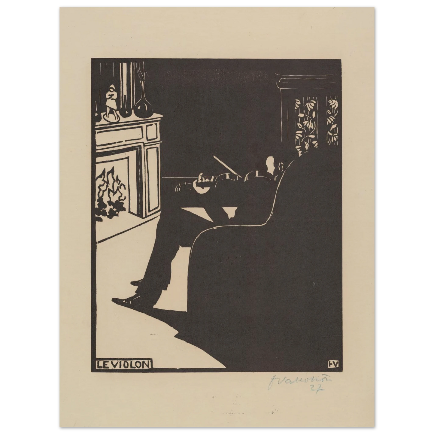 Le violon (1896) Art Print | Felix Vallotton - Framed Poster - 30x40 cm / 12x16″ - Black frame