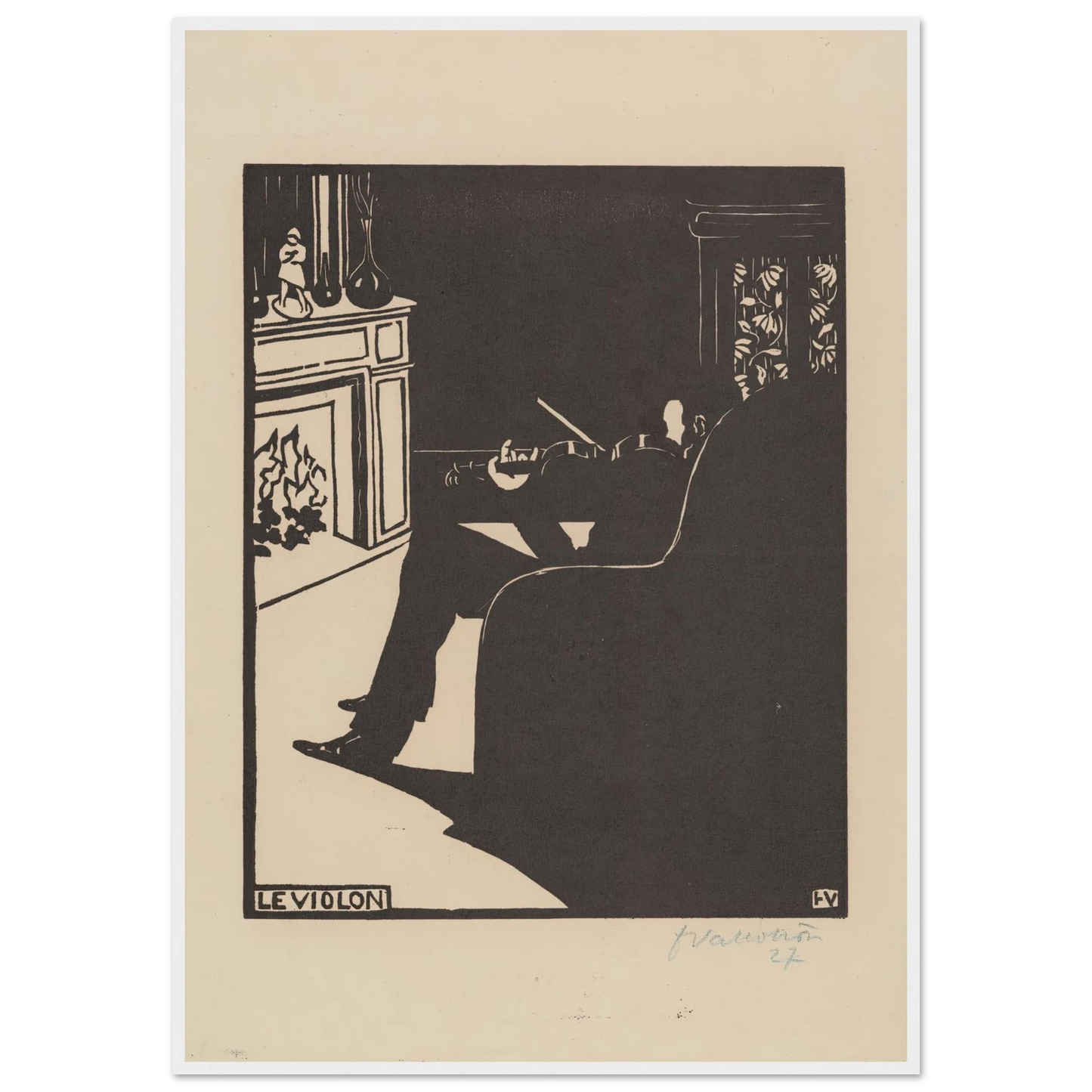 Le violon (1896) Art Print | Felix Vallotton - Framed Poster - 30x40 cm / 12x16″ - Black frame