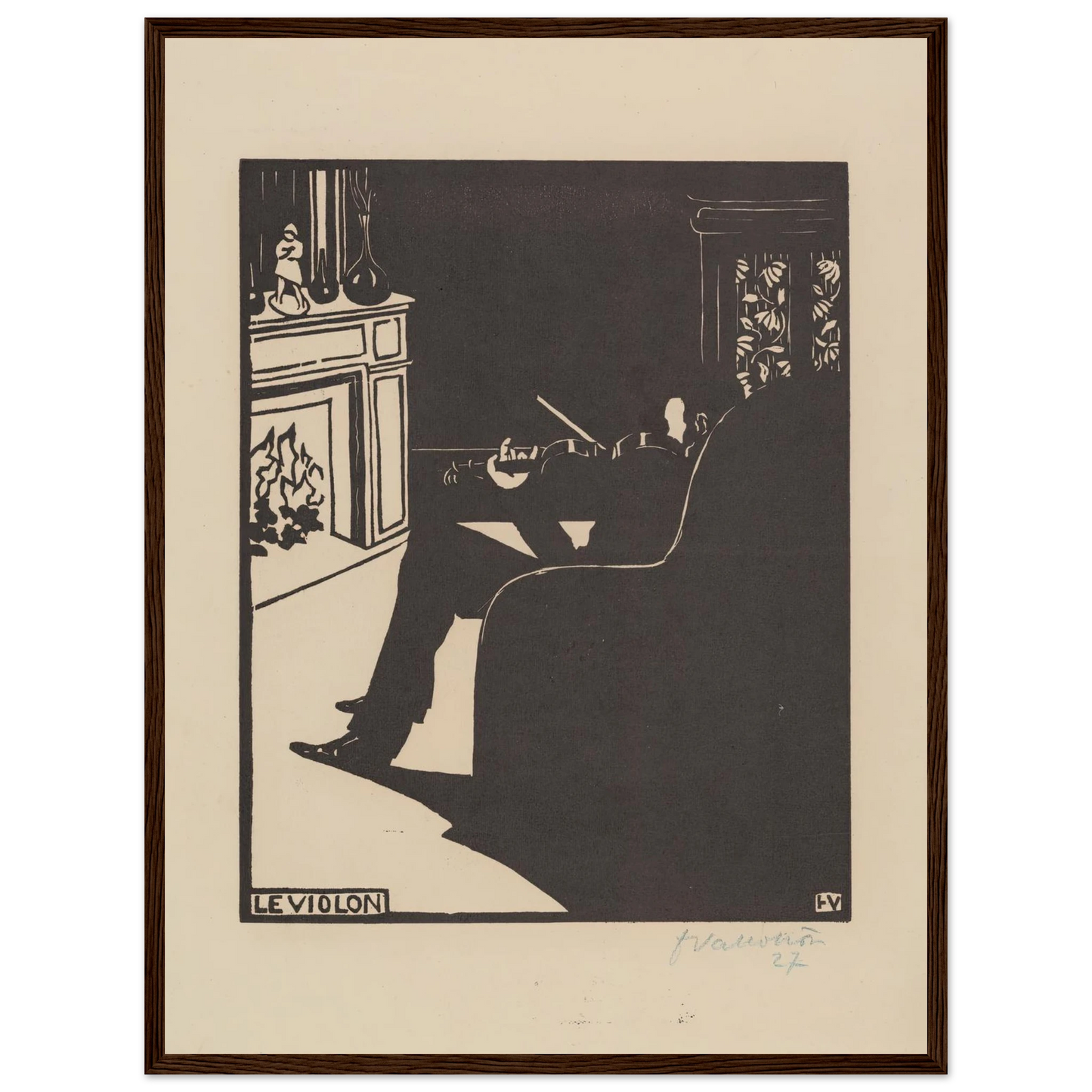 Le violon (1896) Art Print | Felix Vallotton - Framed Poster - 30x40 cm / 12x16″ - Black frame