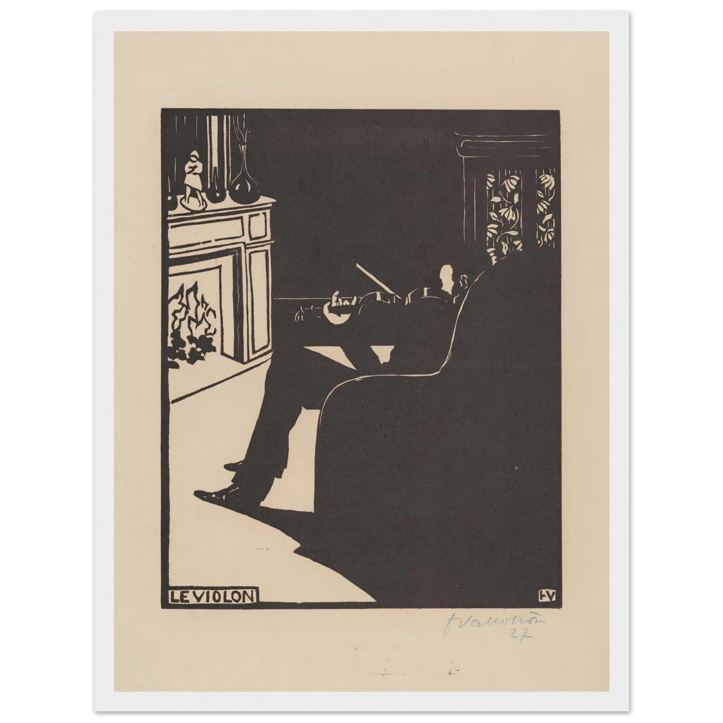 Le violon (1896) Art Print | Felix Vallotton - Framed Poster - 30x40 cm / 12x16″ - Black frame