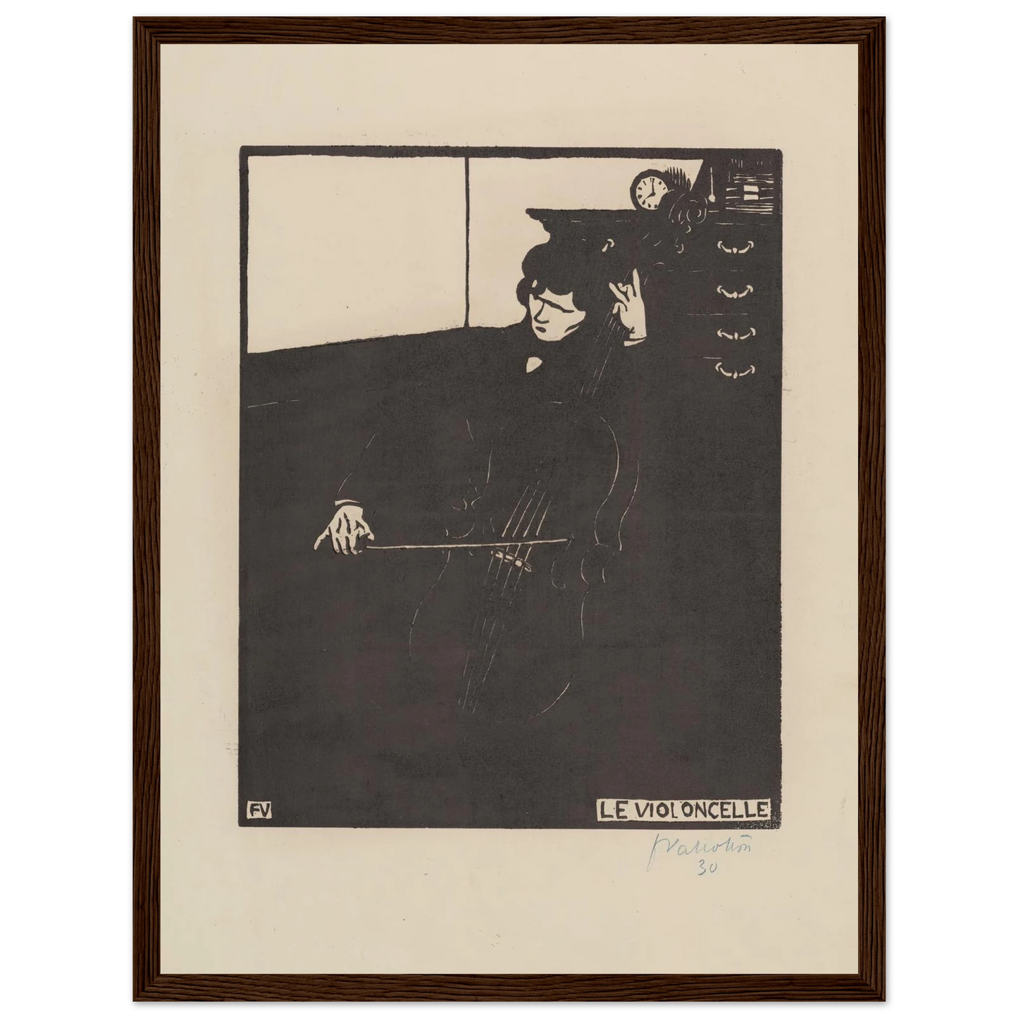 Le violoncelle (1896) Art Print | Felix Vallotton - Framed Poster - 30x40 cm / 12x16″ - Black frame