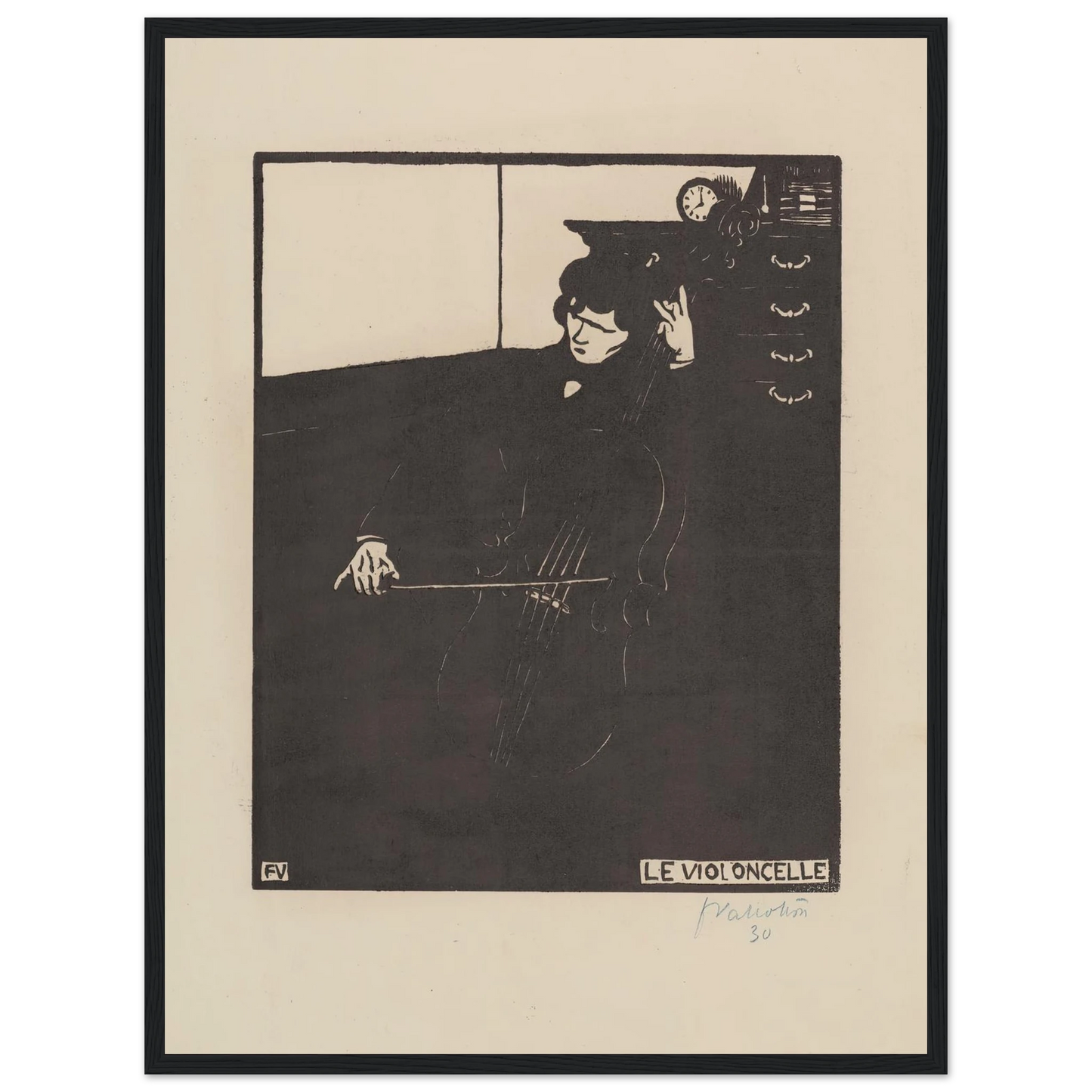 Le violoncelle (1896) Art Print | Felix Vallotton - Framed Poster - 30x40 cm / 12x16″ - Black frame
