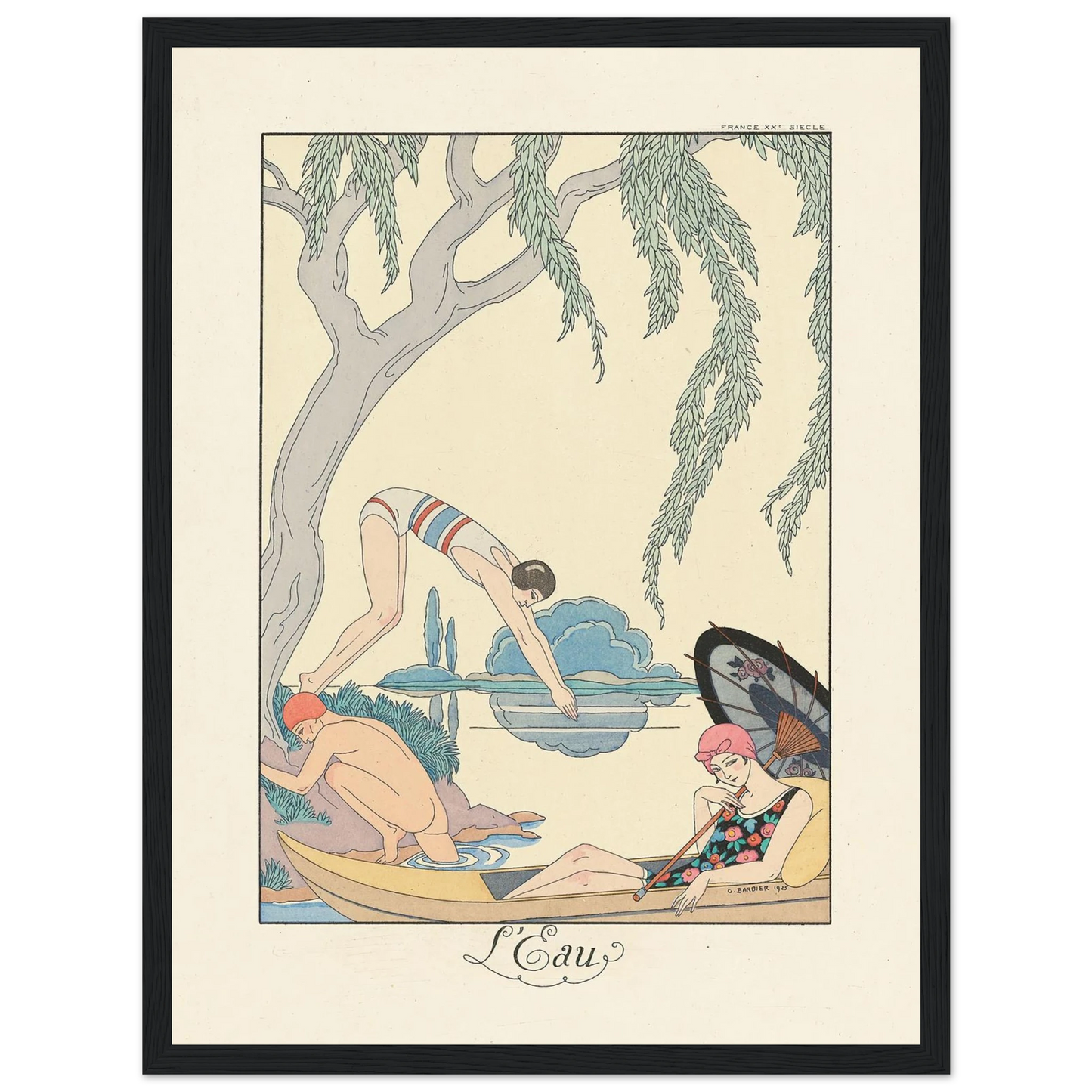 L’Eau (Water) (1922–1926) Art Print | George Barbier - Framed Poster - 30x40 cm / 12x16″ - Black frame