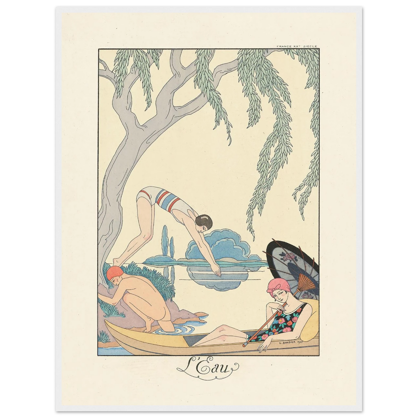 L’Eau (Water) (1922–1926) Art Print | George Barbier - Framed Poster - 30x40 cm / 12x16″ - Black frame
