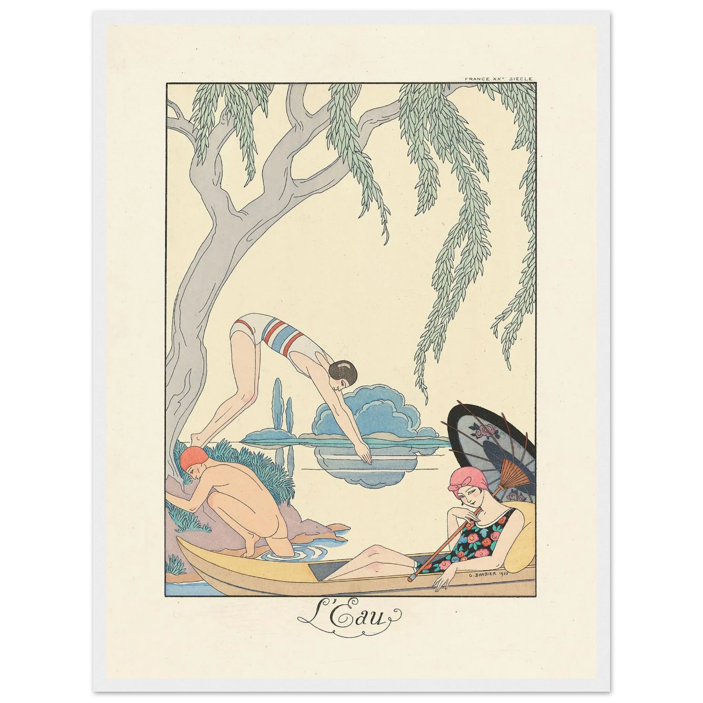 L’Eau (Water) (1922–1926) Art Print | George Barbier - Framed Poster - 30x40 cm / 12x16″ - Black frame