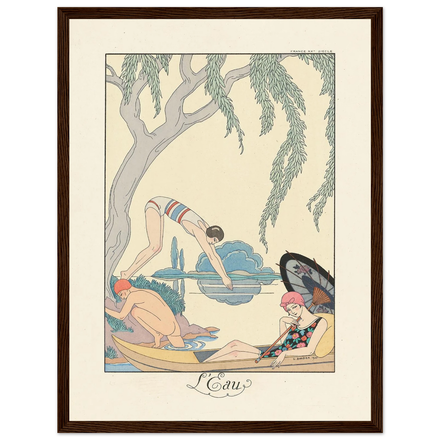 L’Eau (Water) (1922–1926) Art Print | George Barbier - Framed Poster - 30x40 cm / 12x16″ - Black frame