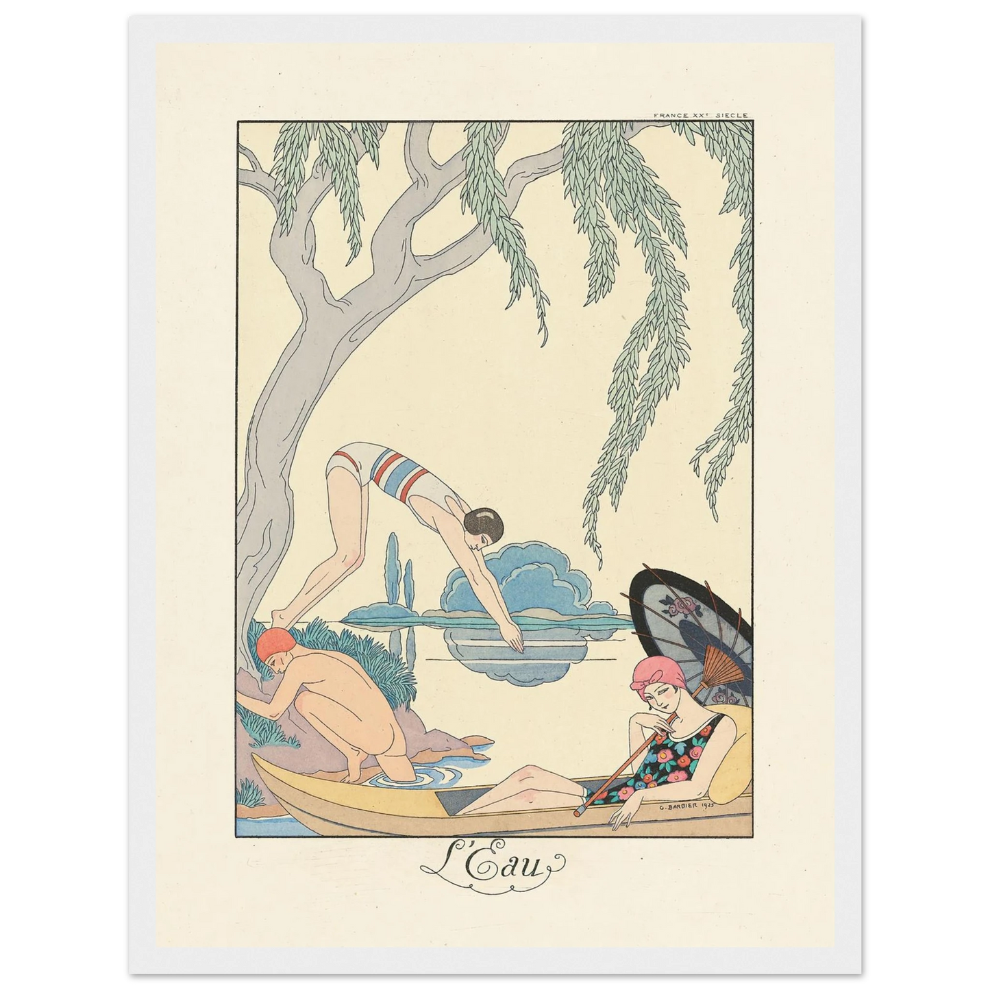 L’Eau (Water) (1922–1926) Art Print | George Barbier - Framed Poster - 30x40 cm / 12x16″ - Black frame