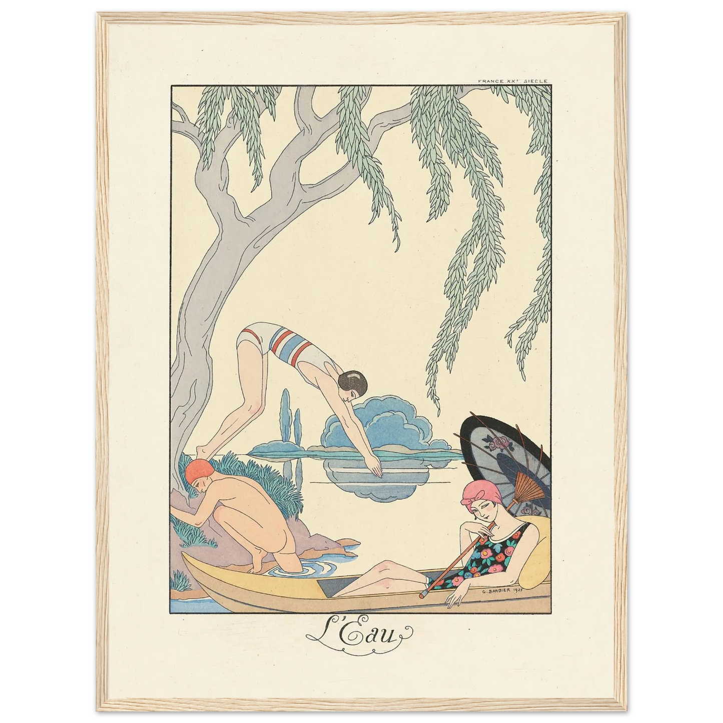 L’Eau (Water) (1922–1926) Art Print | George Barbier - Framed Poster - 30x40 cm / 12x16″ - Black frame