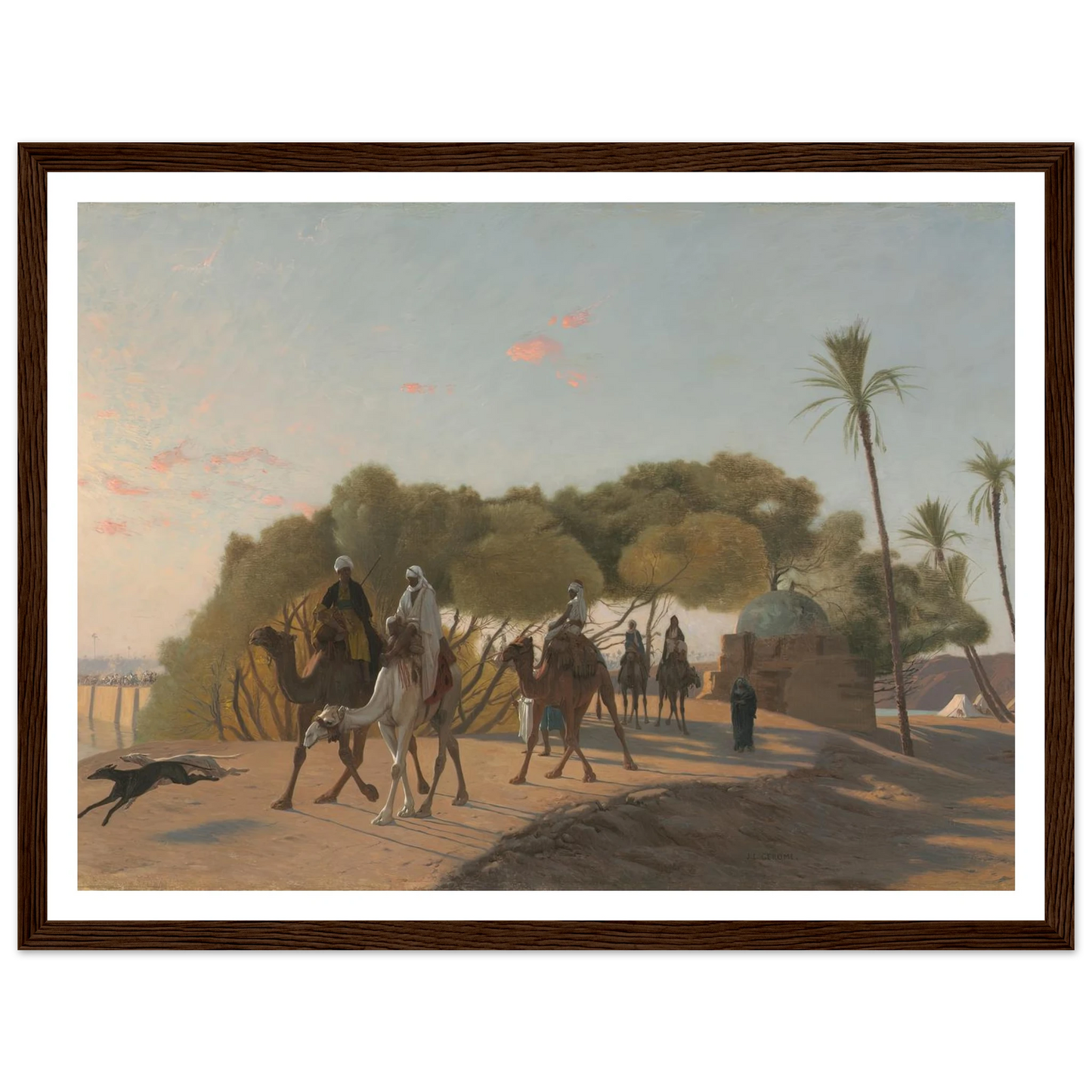 Leaving the Oasis (1880s) Art Print | Jean Leon Gerome - Framed Poster - 30x40 cm / 12x16″ - Black frame