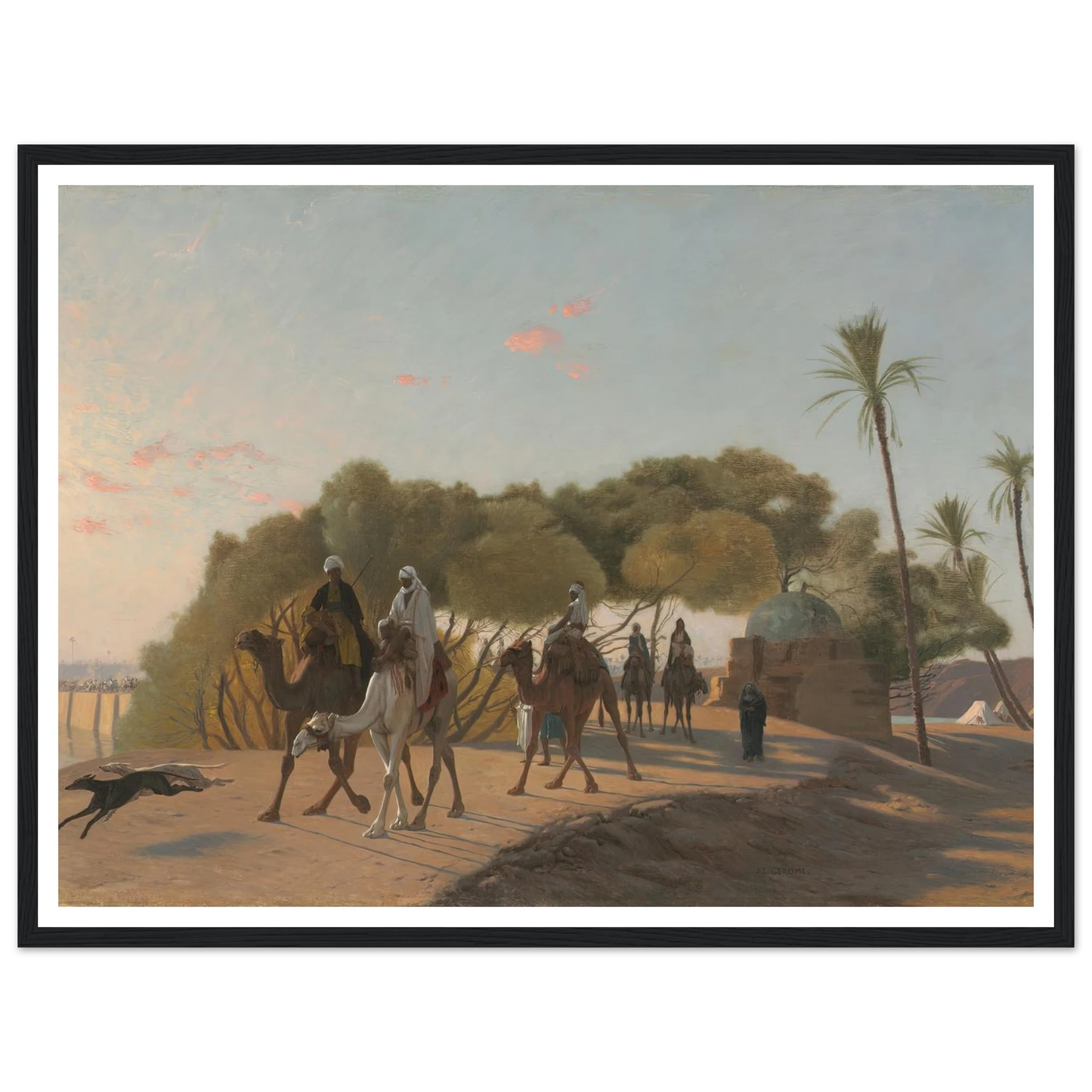 Leaving the Oasis (1880s) Art Print | Jean Leon Gerome - Framed Poster - 30x40 cm / 12x16″ - Black frame