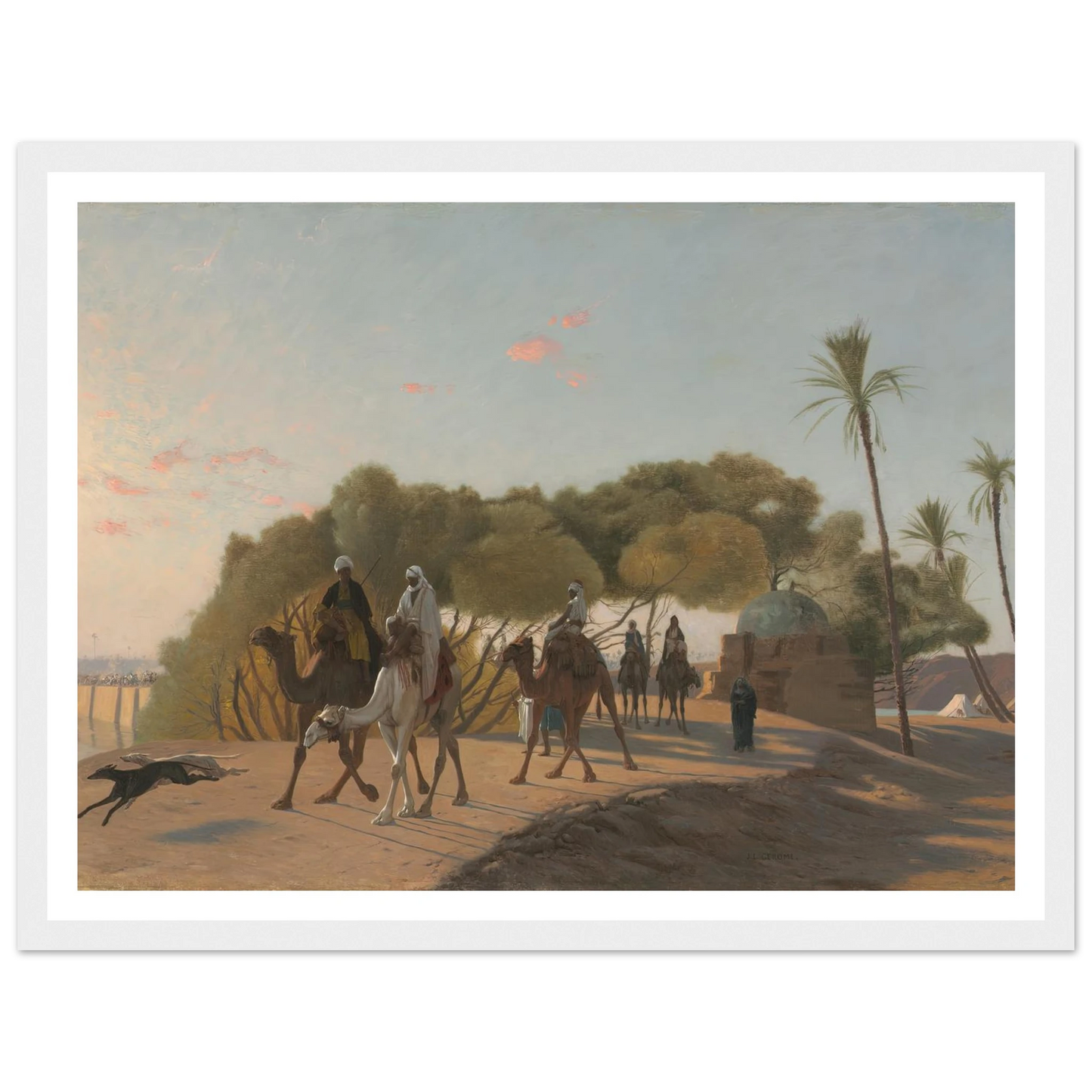 Leaving the Oasis (1880s) Art Print | Jean Leon Gerome - Framed Poster - 30x40 cm / 12x16″ - Black frame