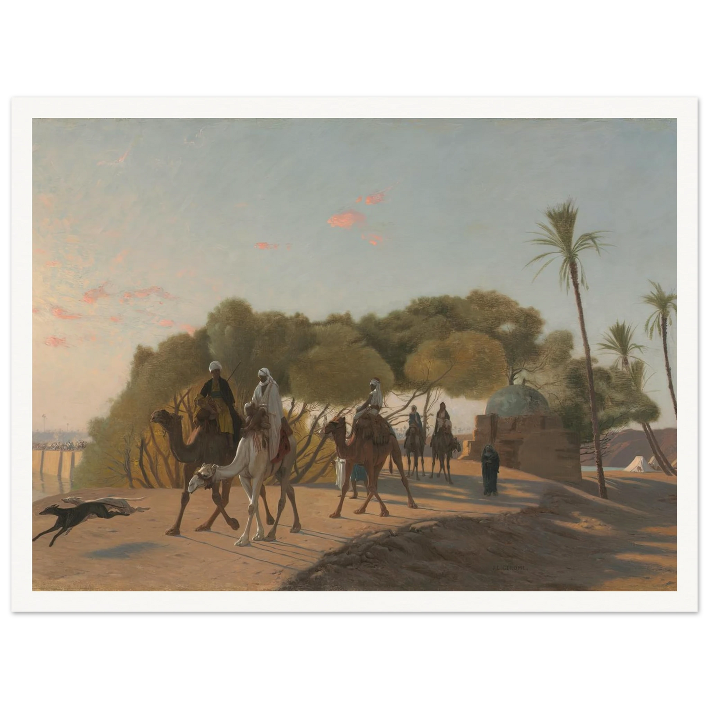 Leaving the Oasis (1880s) Art Print | Jean Leon Gerome - Framed Poster - 30x40 cm / 12x16″ - Black frame