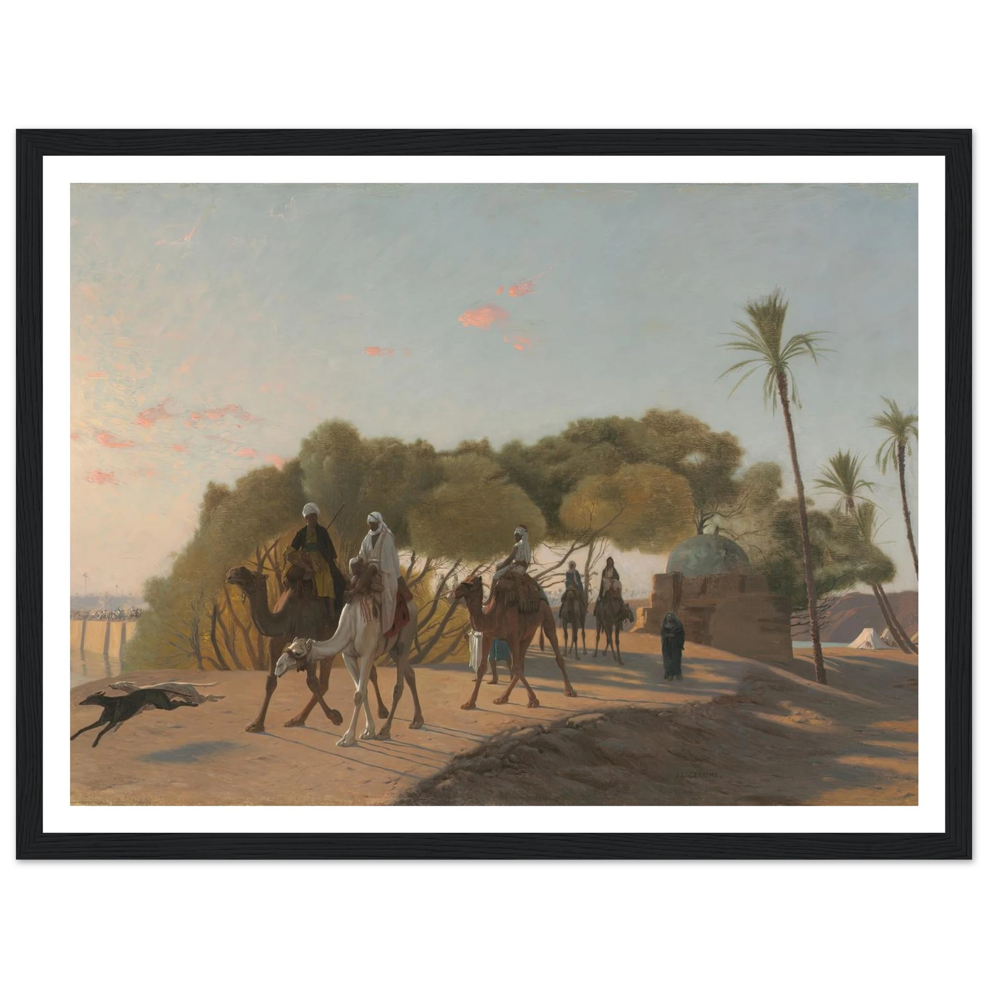 Leaving the Oasis (1880s) Art Print | Jean Leon Gerome - Framed Poster - 30x40 cm / 12x16″ - Black frame