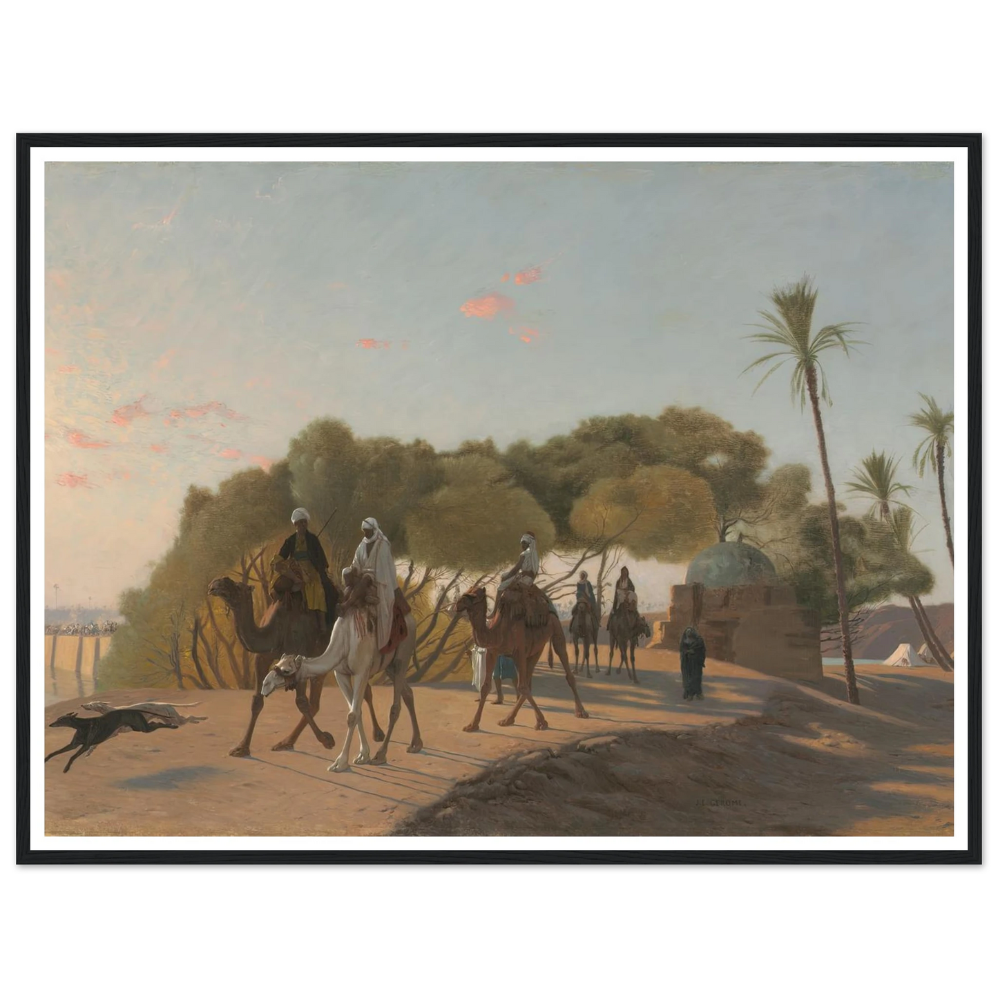 Leaving the Oasis (1880s) Art Print | Jean Leon Gerome - Framed Poster - 30x40 cm / 12x16″ - Black frame