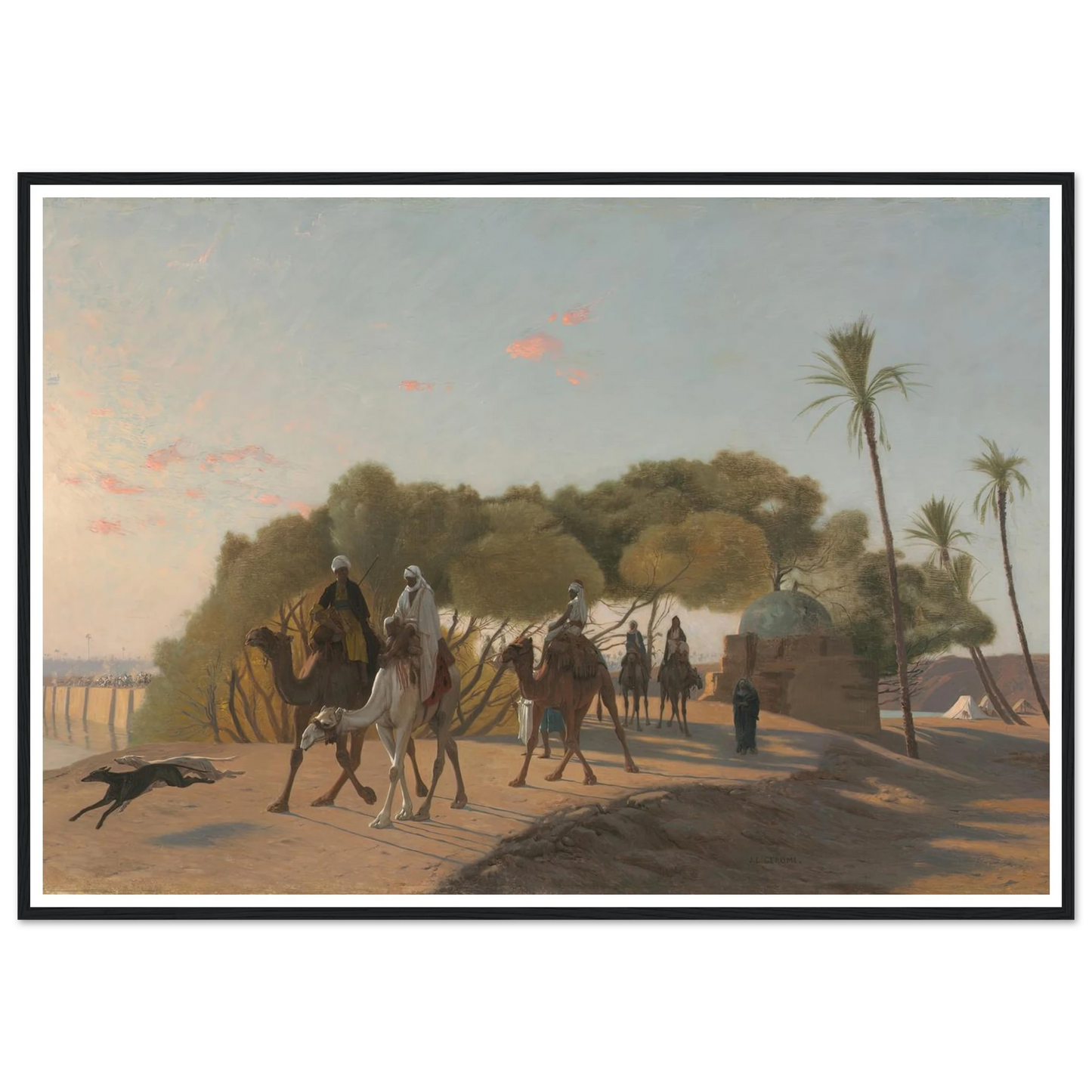 Leaving the Oasis (1880s) Art Print | Jean Leon Gerome - Framed Poster - 30x40 cm / 12x16″ - Black frame