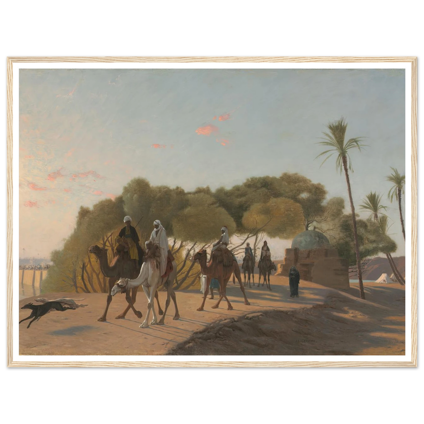 Leaving the Oasis (1880s) Art Print | Jean Leon Gerome - Framed Poster - 30x40 cm / 12x16″ - Black frame