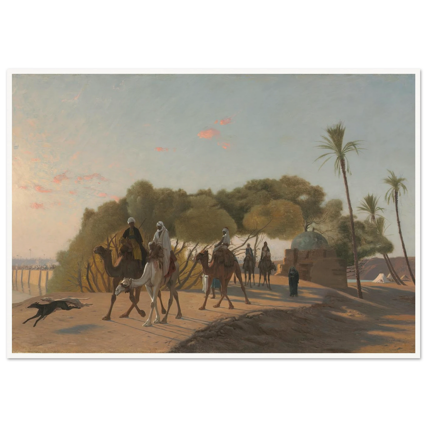 Leaving the Oasis (1880s) Art Print | Jean Leon Gerome - Framed Poster - 30x40 cm / 12x16″ - Black frame