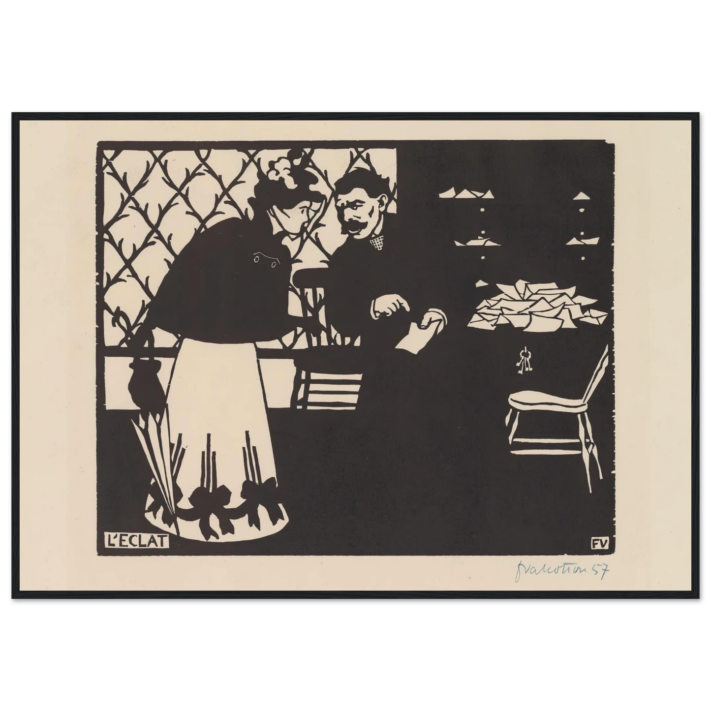 L’eclat (1898) Art Print | Felix Vallotton - Framed Poster - 30x40 cm / 12x16″ - Black frame