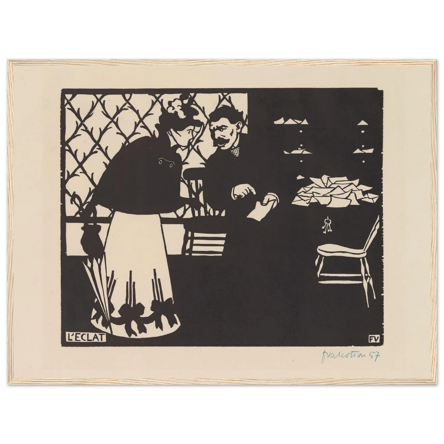 L’eclat (1898) Art Print | Felix Vallotton - Framed Poster - 30x40 cm / 12x16″ - Black frame