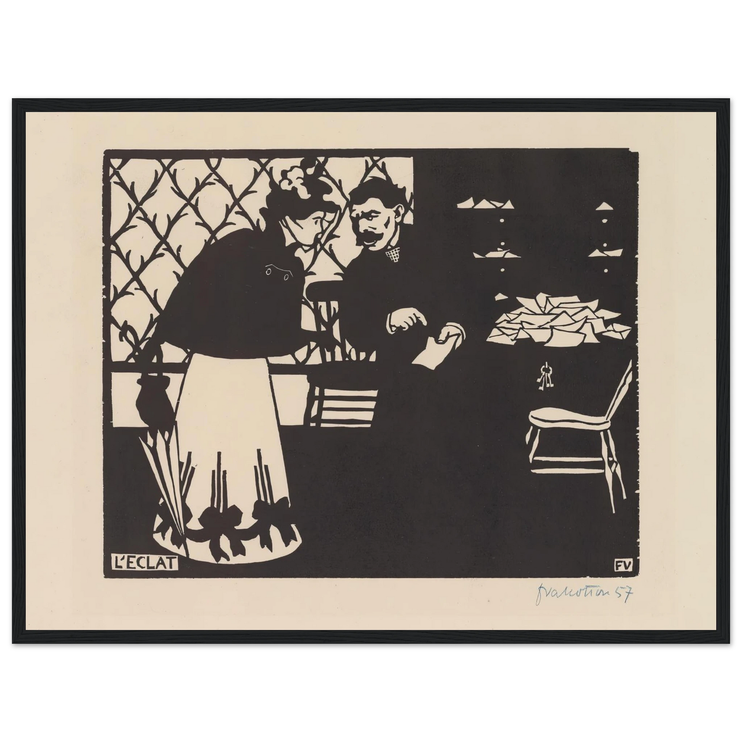 L’eclat (1898) Art Print | Felix Vallotton - Framed Poster - 30x40 cm / 12x16″ - Black frame