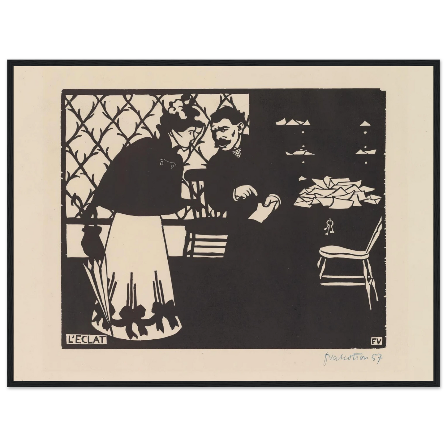 L’eclat (1898) Art Print | Felix Vallotton - Framed Poster - 30x40 cm / 12x16″ - Black frame