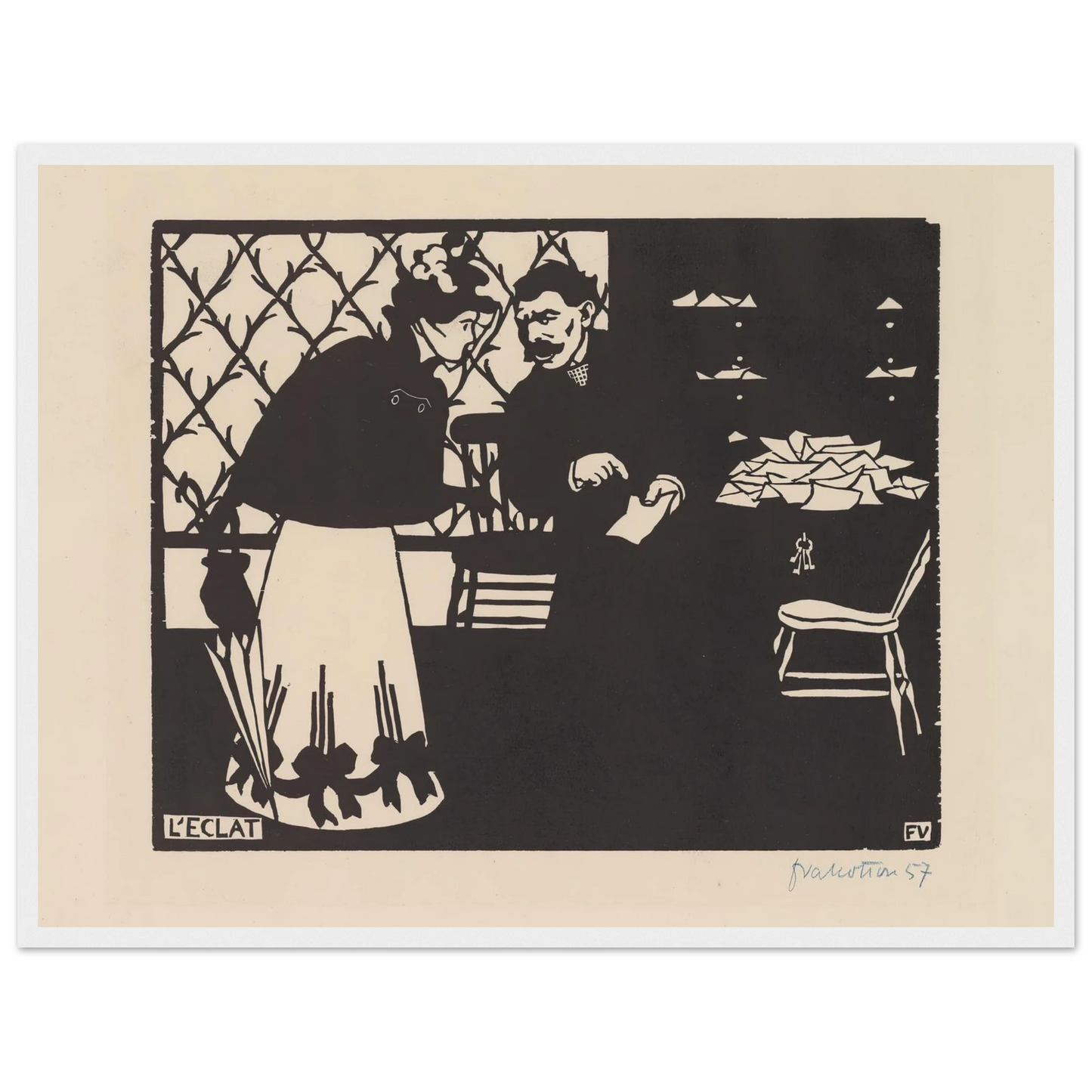 L’eclat (1898) Art Print | Felix Vallotton - Framed Poster - 30x40 cm / 12x16″ - Black frame