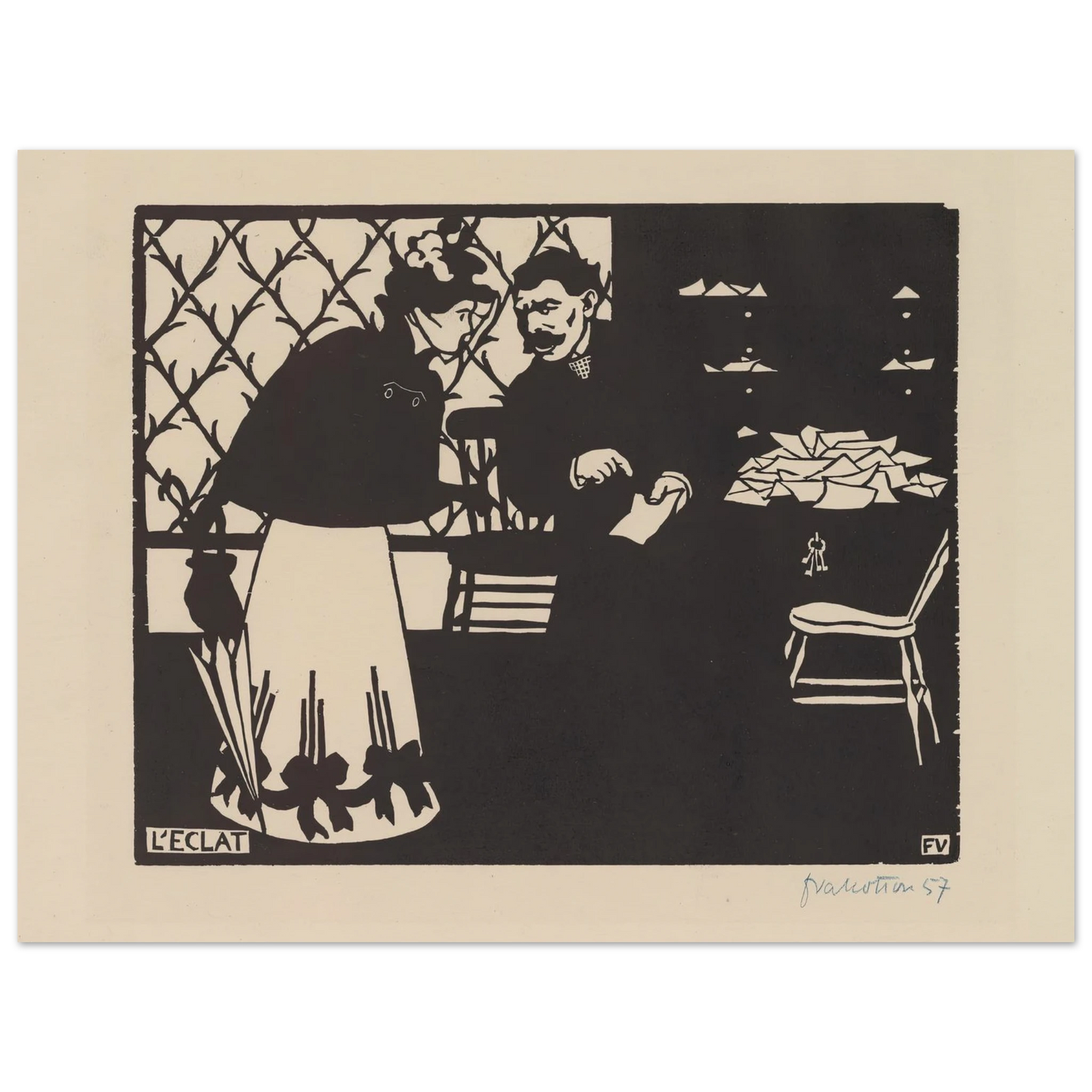 L’eclat (1898) Art Print | Felix Vallotton - Framed Poster - 30x40 cm / 12x16″ - Black frame