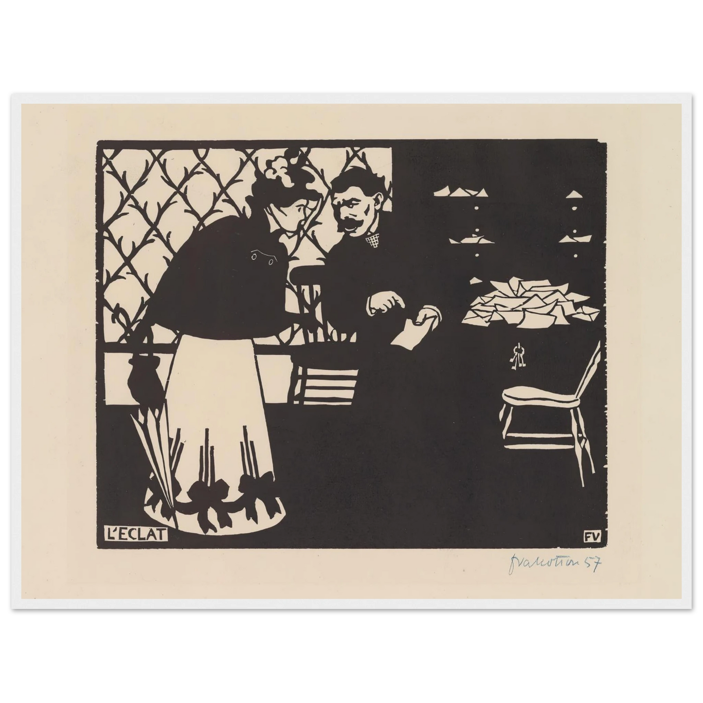 L’eclat (1898) Art Print | Felix Vallotton - Framed Poster - 30x40 cm / 12x16″ - Black frame
