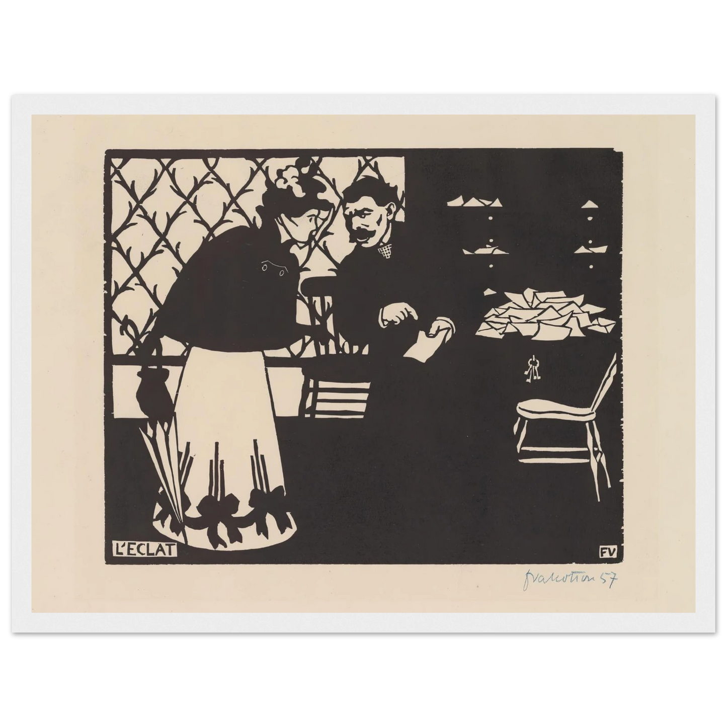 L’eclat (1898) Art Print | Felix Vallotton - Framed Poster - 30x40 cm / 12x16″ - Black frame