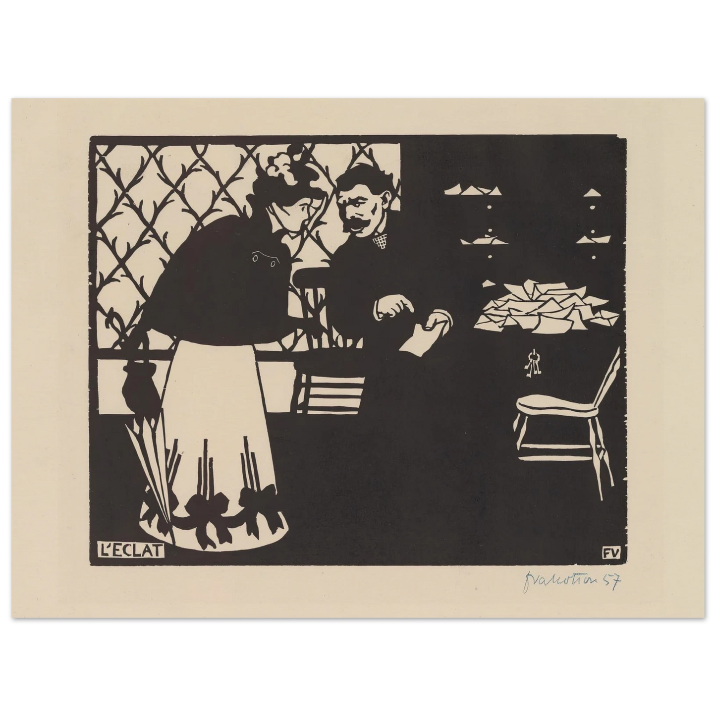 L’eclat (1898) Art Print | Felix Vallotton - Framed Poster - 30x40 cm / 12x16″ - Black frame