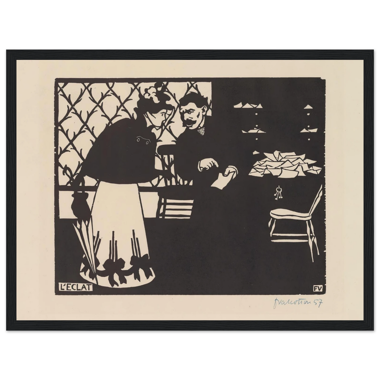 L’eclat (1898) Art Print | Felix Vallotton - Framed Poster - 30x40 cm / 12x16″ - Black frame