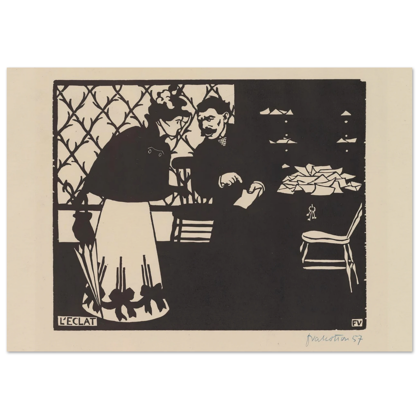 L’eclat (1898) Art Print | Felix Vallotton - Framed Poster - 30x40 cm / 12x16″ - Black frame