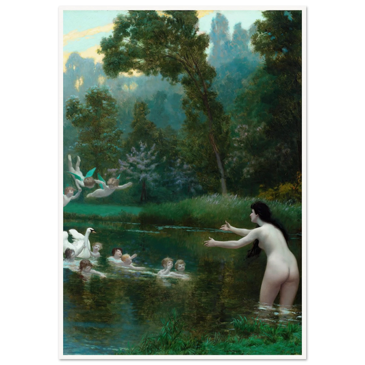 Leda And The Swan (1895) Art Print | Jean Leon Gerome - Framed Poster - 30x40 cm / 12x16″ - Black frame