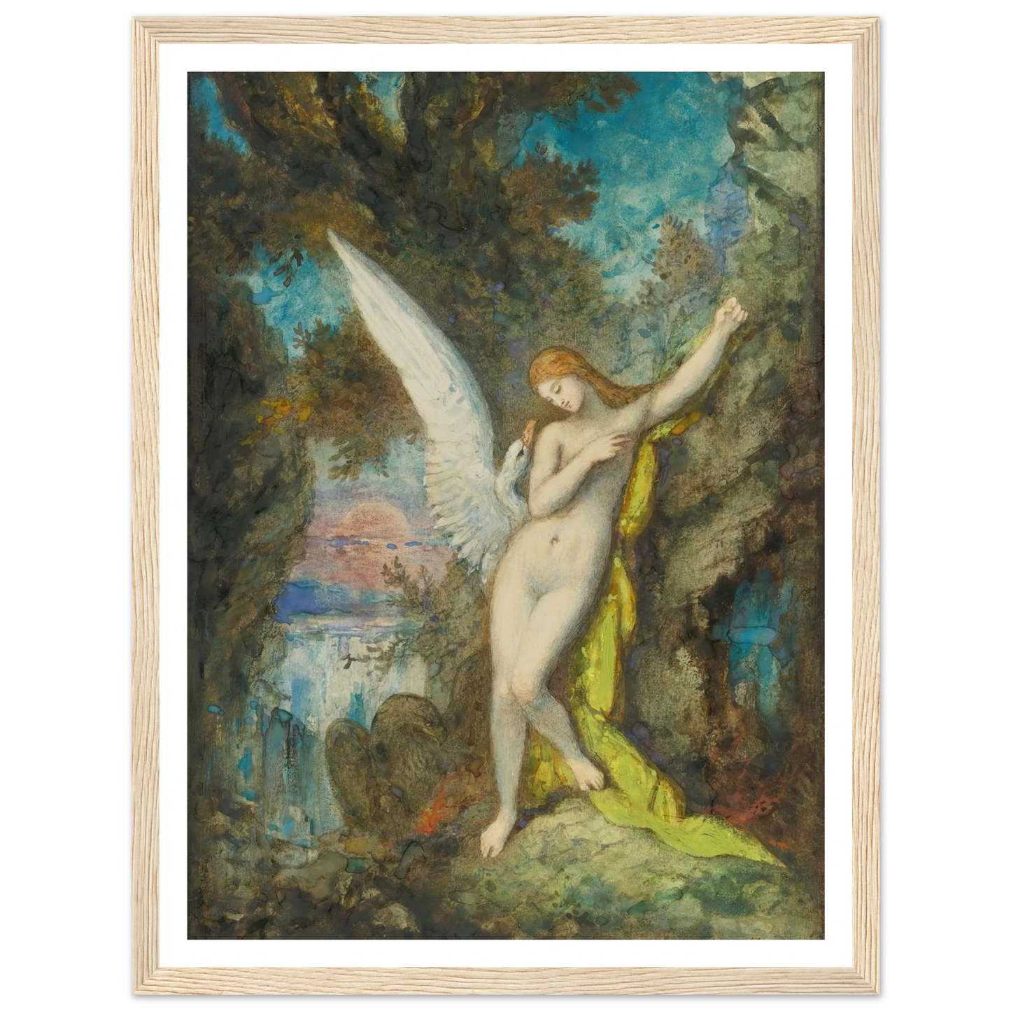 Leda Et Le Cygne Art Print | Gustave Moreau - Framed Poster - 30x40 cm / 12x16″ - Black frame
