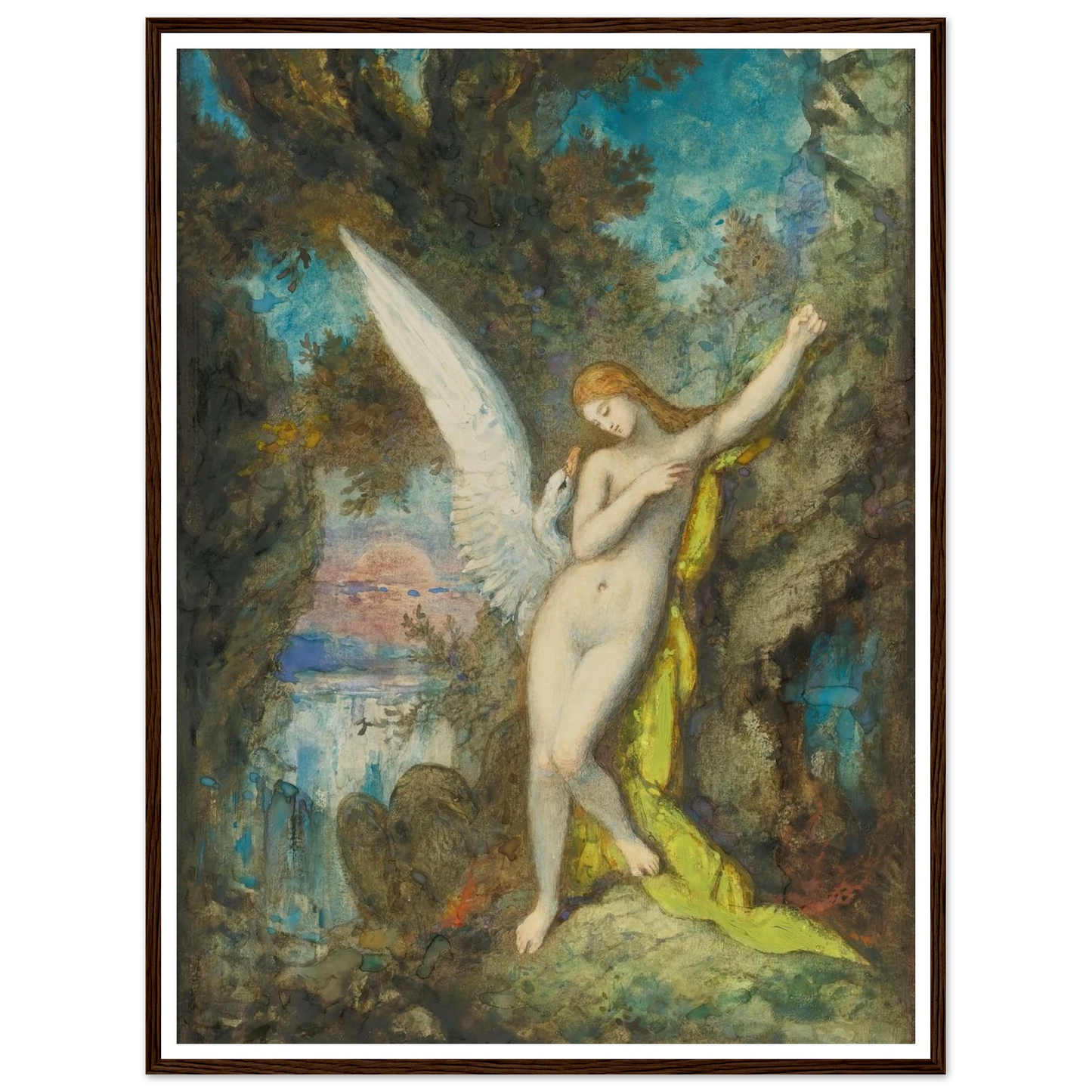 Leda Et Le Cygne Art Print | Gustave Moreau - Framed Poster - 30x40 cm / 12x16″ - Black frame